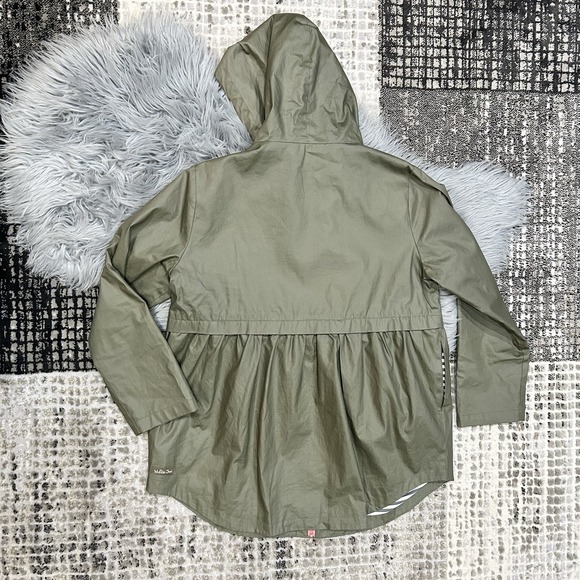 MATILDA JANE Skies Are Grey Raincoat Jacket Size Medium Olive Green Women Coat - Picture 5 of 9